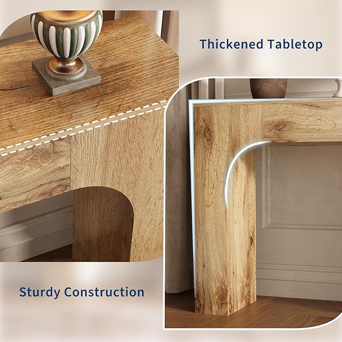 43 Inch Farmhouse Long Console Table, Wooden Sofa Table for Behind Couch, Entryway Furniture for Living Room or Hallway, Foyer Accent in Cracked Oak