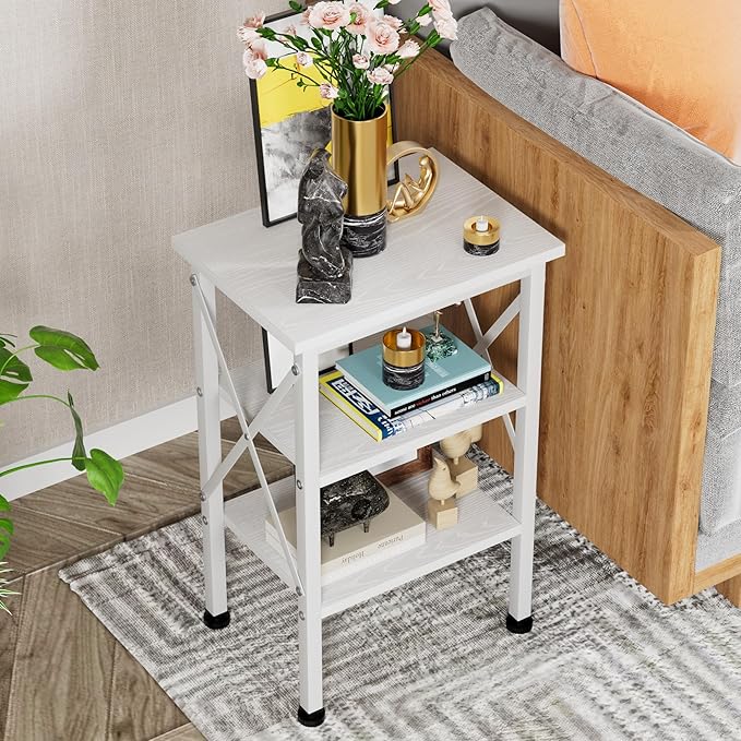 VECELO Modern Nightstands X-Design Side End Table Night Stand with Storage Shelf for Bedroom,Living Room