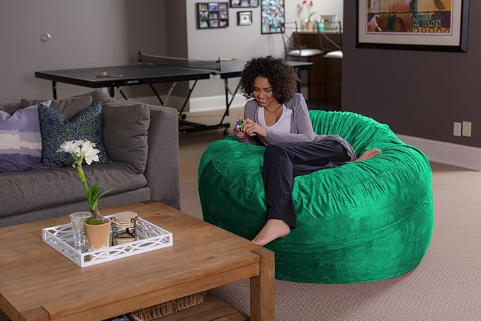 Sofa Sack Bean Bag Chair - Plush, Ultra Soft - Memory Foam Bean Bag Chair with Microsuede Cover - Stuffed Foam Filled Furniture and Accessories for Dorm Room 5 Feet - Aqua Marine