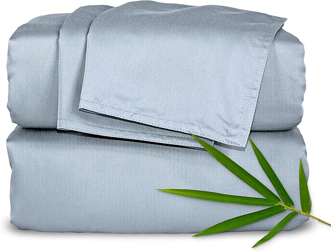 Twin Sheets by Pure Bamboo, Genuine 100% Organic Viscose Derived from Bamboo Bed Sheet Set, Luxuriously Soft & Cooling, Double Stitching, Lifetime Quality Promise (Twin, Sterling Blue)