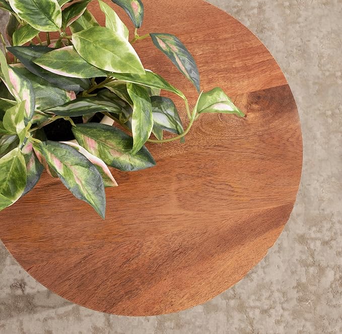Kate and Laurel Kershaw Mid-Century Modern Round Side Table, 16 x 16 x 22, Walnut Brown, Transitional Circle Living Room End Table with Tapered Hairpin Legs for Use as Bedroom Nightstand Table