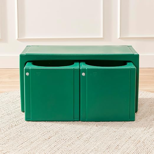 ECR4Kids Tri-Me Table and Cube Chair Set, Multipurpose Furniture, Green, 3-Piece
