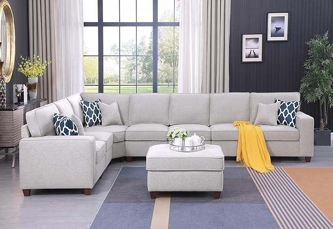 Leio Sectional Modular Sofa with Ottoman for Living Room, Apartment, Bedroom, Office, Dorm
