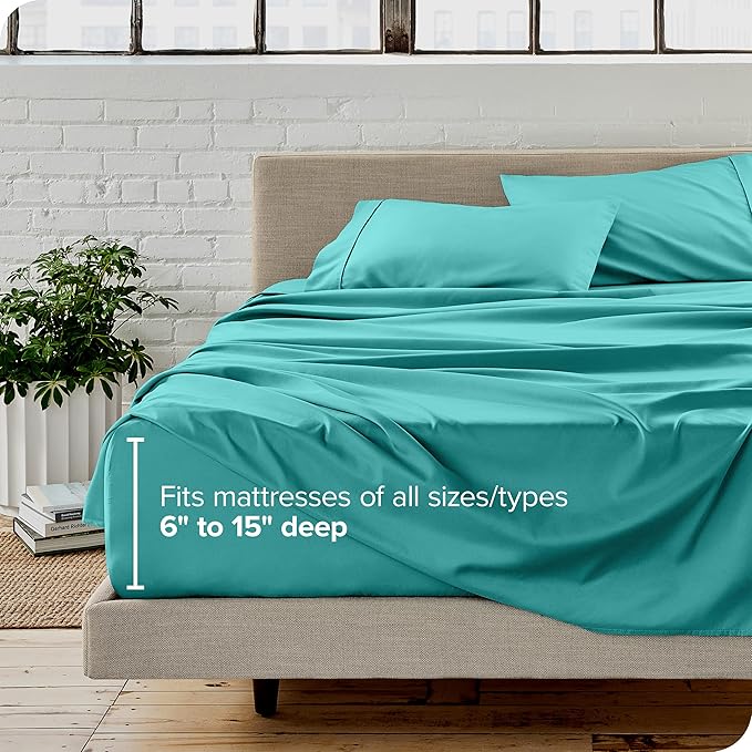 Bare Home King Sheet Set - Luxury 1800 Ultra-Soft Microfiber King Bed Sheets - Double Brushed - Deep Pockets - Easy Fit - 4 Piece Set - Bedding Sheets & Pillowcases (King, Turquoise)