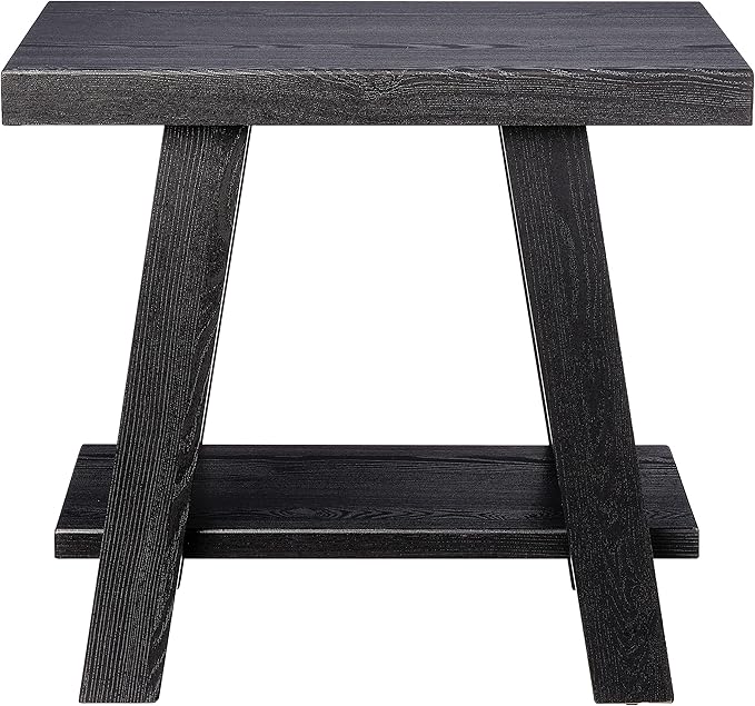 Roundhill Furniture Athens Contemporary Wood Shelf Side Table, Black