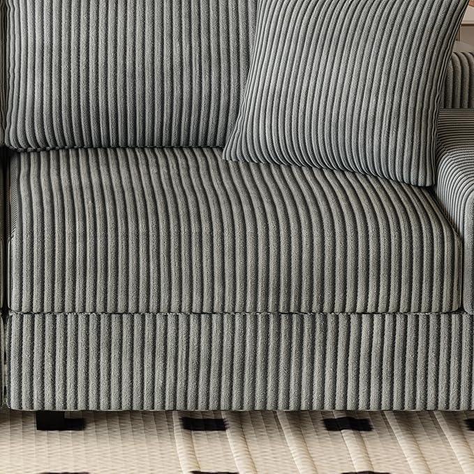 Eafurn Convertible L Shaped Modular Sectional Sofa Couch, 5 Seater Corduroy Upholstered Corner Sofa Lounge Couch with Extra Wide Reversible Chaise Lounge and Headrest for Living Room