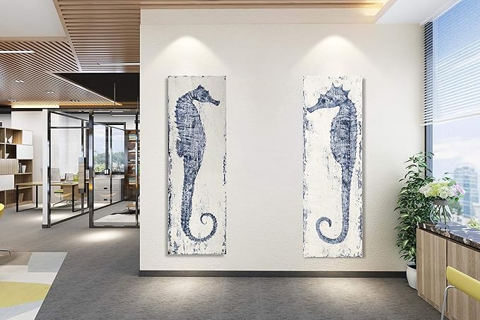 Yihui Arts Hand Painted Seahorse Canvas Art Wall Painting Pictures For Office Decoration