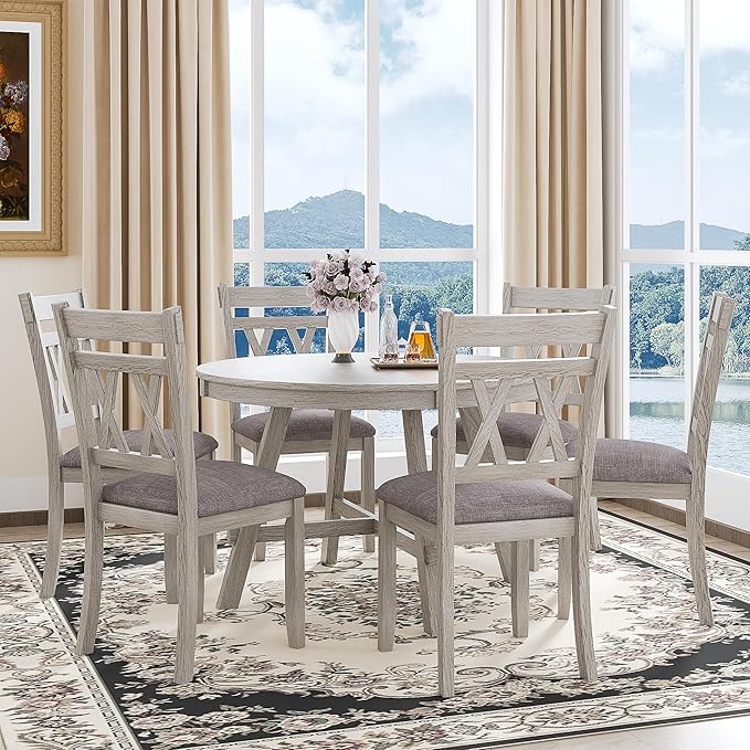 Solid Wood Dining Chair, Part of Dining Table Set, Mix and Match Table, Chair Sold Separately for Dining Room, Kitchen, Grey