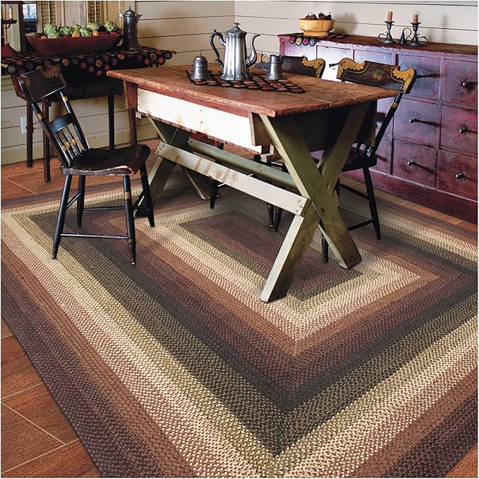 Homespice Prescott Jute Braided Rugs 6x9' - Country Style Red and Black Rugs for Living Room for Primitive Decor