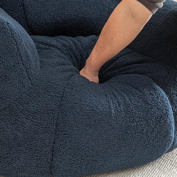Furniliving Bean Bag Chair, Giant Bean Bag Chair Stuffed Floor Sofa for Adults Comfy Bean Bag Sofa with Back Support, Oversized Bean Bag Couch for Living Room Bedroom Dorm Office, Teddy, Dark Blue
