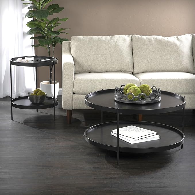 SEI Furniture Verlington End Table, Black