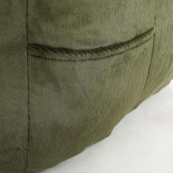 Furniliving Bean Bag Chair, Giant Bean Bag Chair Stuffed Floor Sofa for Adults Comfy Bean Bag Sofa with Back Support, Oversized Bean Bag Couch for Living Room Bedroom Dorm Office, Faux Leather, Green