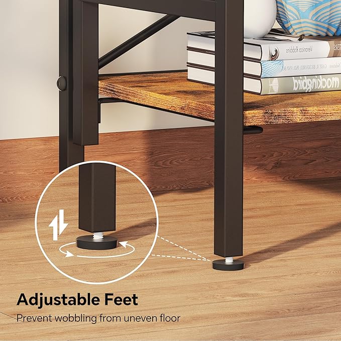 Folding Bookshelf,5 Tier Bookcase Foldable Shelf with X-Bracket Design, Adjustable Feet, Space Saving Storage for Living Room, Office, Rustic Brown