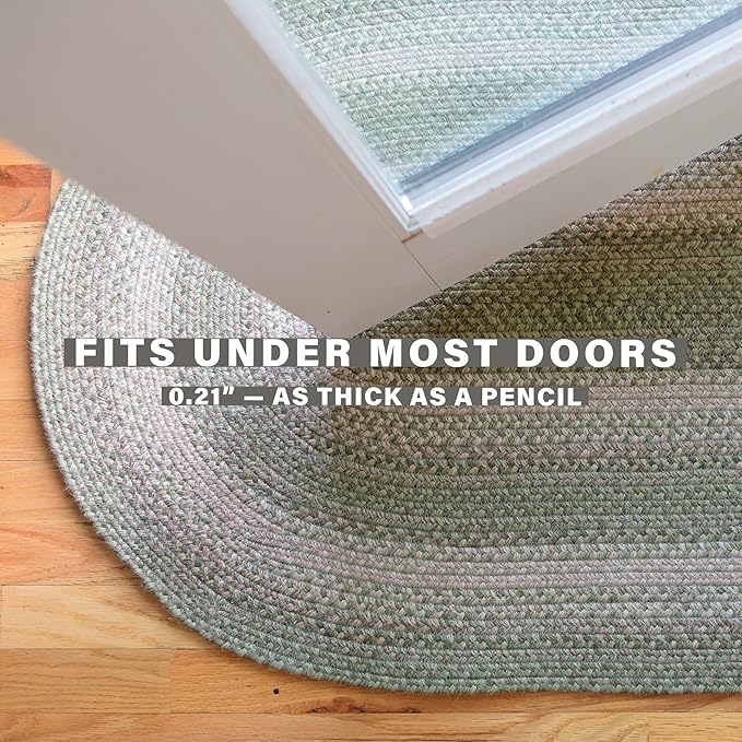 Homespice Grassland Oval Braided Rug 5x8' - Rustic Jute Braided Sage Green Rugs for Bedroom and Living Room