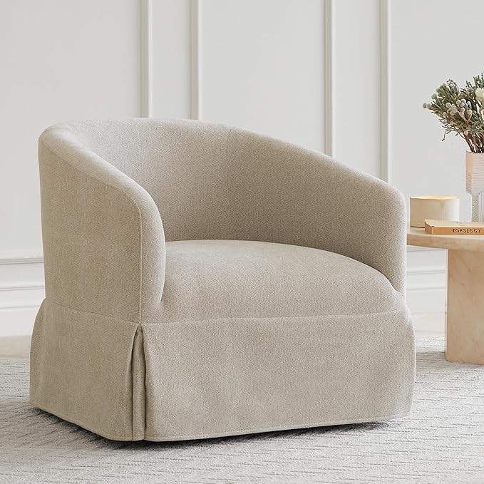 Swivel Accent Chair, 360 Degree Performance Fabric Armchair Modern Barrel Chairs Armchair for Living Room Bedroom Home and Office,Taupe