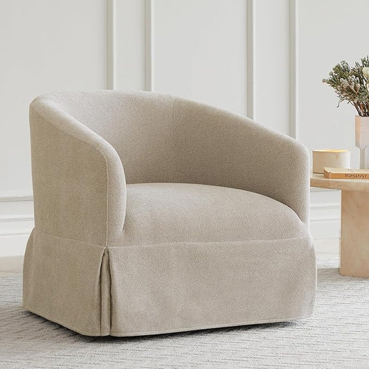 Swivel Accent Chair, 360 Degree Performance Fabric Armchair Modern Barrel Chairs Armchair for Living Room Bedroom Home and Office,Taupe