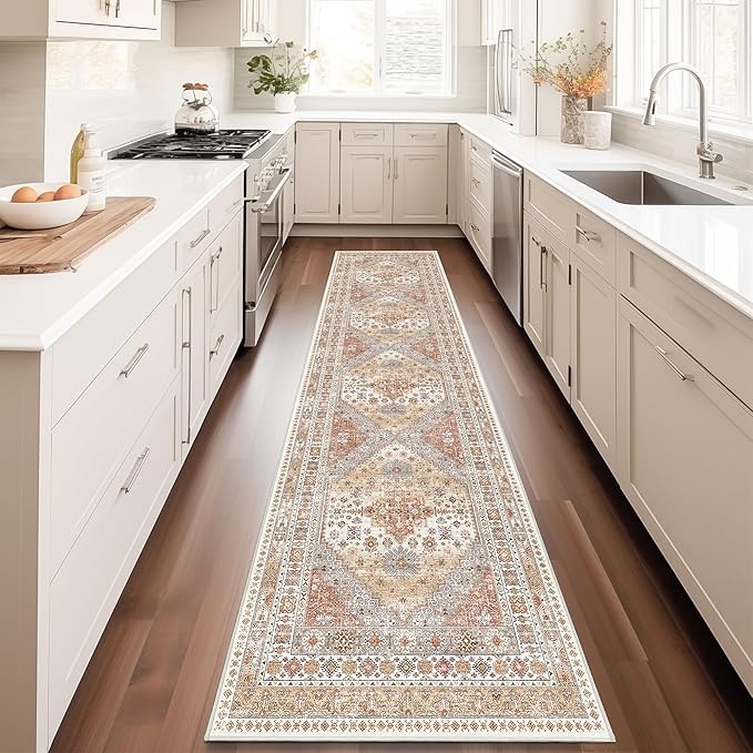 zesthome Washable Runner Rug 2.5x10 - Stain Resistant Entryway Rug,Ultra-Thin Kitchen Rugs, Anti Slip Backing Runner Rugs for Entrance Laundry Room Indoor Hallway (Orange,2.5'x10')