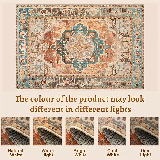Tangsoo 2x3 Small Rug for Entryway, Washable Rugs Vintage Non Slip Small Area Rug, Indoor Front Door Rug, Print Distressed Door Mat Carpet, Soft Low Pile Rugs for Entry Entrance Kitchen Bedroom