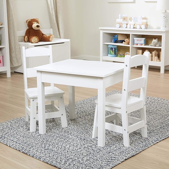 Melissa & Doug Wooden Kids Table & Chairs Set, Montessori, Homeschool Classroom Must Haves, Bedroom Furniture for Boys & Girls 3+