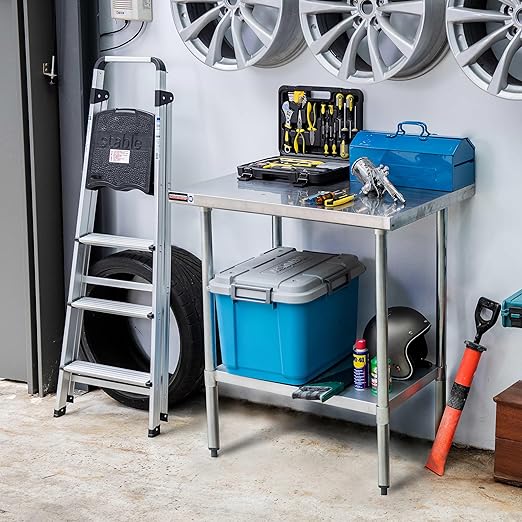 DuraSteel Food Prep Stainless Steel Table - 30 x 36 Inch Commercial Metal Workbench with Adjustable Under Shelf - NSF Certified - for Restaurant, Warehouse, Home, Kitchen, Garage