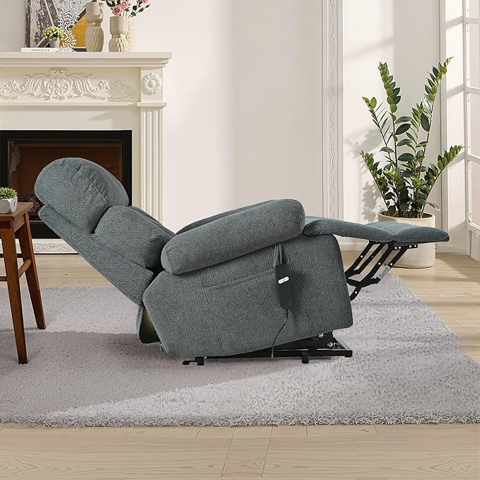 Recliner Chair Power Lift Massage Chair Full Body 23" Large Size Electric Recliner with Seniors, Home Theater Seating with Remote Control, Side Pocket, Spacious Seat, Dark Gray