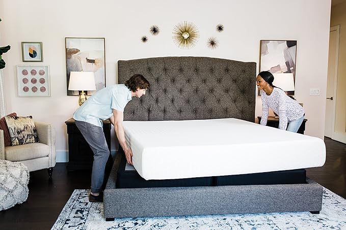 Signature Design by Ashley California King Size Chime 12" Medium Firm Memory Foam Mattress,Fiberglass Free with Green Tea & Charcoal Gel for Pressure Relief, White, Fiberglass Free, Mattress In A Box