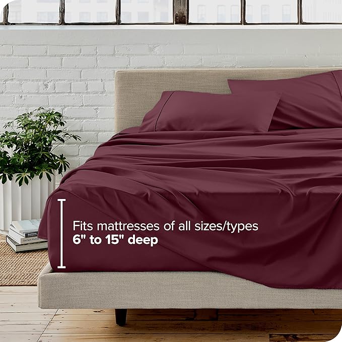 Bare Home King Sheet Set - Luxury 1800 Ultra-Soft Microfiber King Bed Sheets - Double Brushed - Deep Pockets - Easy Fit - 4 Piece Set - Bedding Sheets & Pillowcases (King, Burgundy)