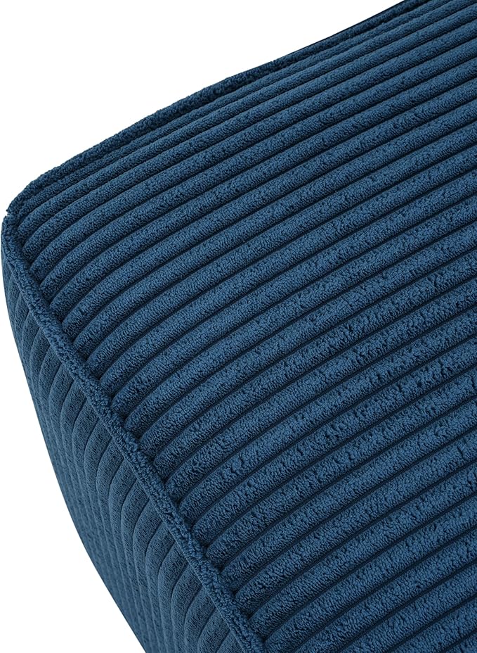 Christopher Knight Home Isa Corduroy Ottoman Footstool, Square Pouf Poufee Footrest Ottoman Large Seat, Modern Side Table for Living Room Bedroom Home Decor, Navy Blue, 30"