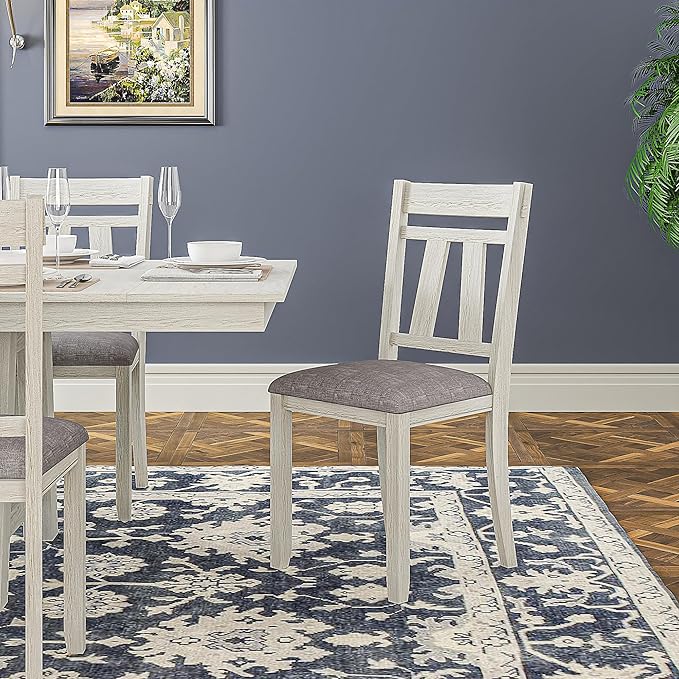 Wood Dining Table Set for 6, Modern Breakfast Dinette Kitchen Table with Chairs for Dining Room, Kitchen, Grey