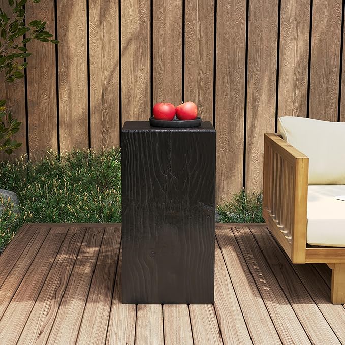 Christopher Knight Home Bard 27.75" Square Living Room Side Table, Wood-Like Distressed Finish End Table, Decorative Accent Table for Indoor Outdoor Usage, Space Saving Furniture, Black