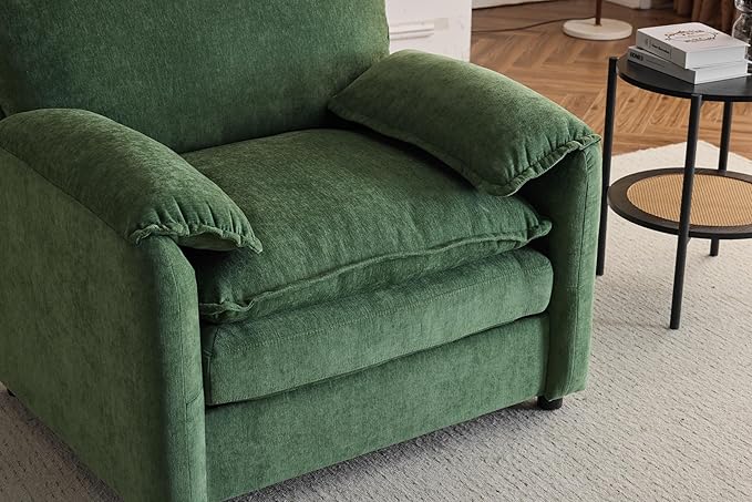 Ball & Cast 38" Oversized Chenille Lounge Chair,Reading Armchair with Thick Comfort Cushions,High Back Support & Wide Seat,Perfect Accent Chair for Modern Living Room,Bedroom,Green