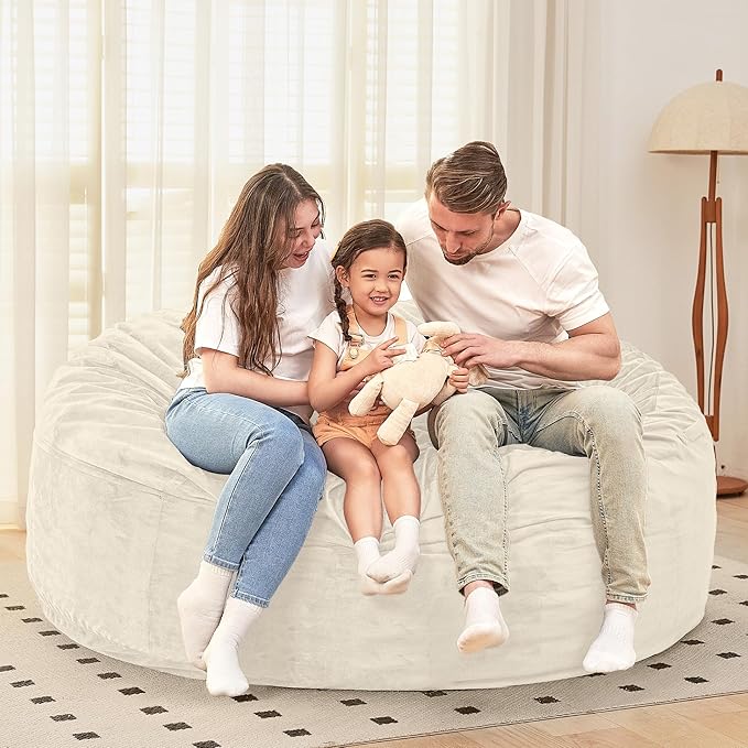 HABUTWAY Bean Bag Chair: Giant 6' Memory Foam Furniture Bean Bag Chair with Microfiber Cover - 6Ft,Beige