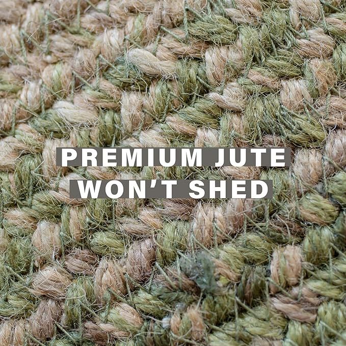 Grassland Green Oval Braided Rug, 2x3' - Handmade with Jute, Warm Country Rustic Decor, Perfect for Bathrooms and Entryways - Reversible and Easy to Clean