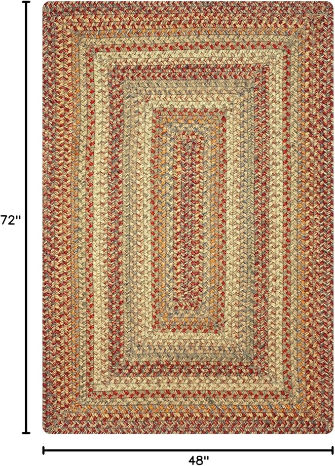Homespice Harvest Jute Brown 4x6' Braided Area Rug for Living Room, Bedroom and Dining Room. Pet Friendly. Decor Styles- Farmhouse Rug, Rustic, Vintage, Cottage, Primitive, Country, Boho Rug