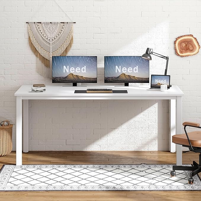 Need Large Computer Desk 70.8 x 31.5 inches Conference Table Large Office Desk Writing Table Workstation for Home Office,White ND-10FJGSAC3-180WW