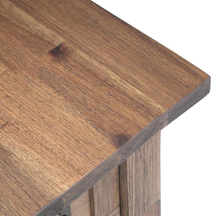SIMPLIHOME Monroe SOLID ACACIA WOOD 14 inch Wide Rectangle Rustic Narrow Side Table in Rustic Natural Aged Brown for the Living Room and Bedroom