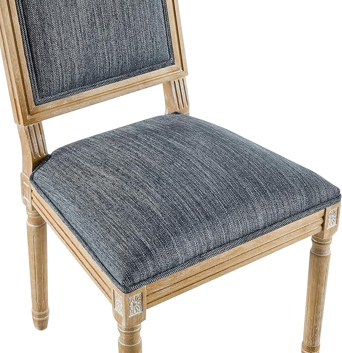 Christopher Knight Home Regina French Country Dining Chairs Set of 2, Wooden Dining Room Chair, High Back Kitchen Side Chair, Fabric Upholstered Armless Extra Seat, Blue Grey