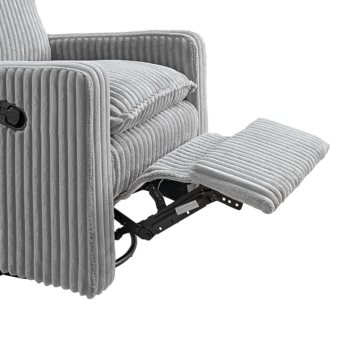 Oxford Baby Uptown Upholstered Swivel Glider and Recliner Nursery Chair - Corduroy, Ash Gray