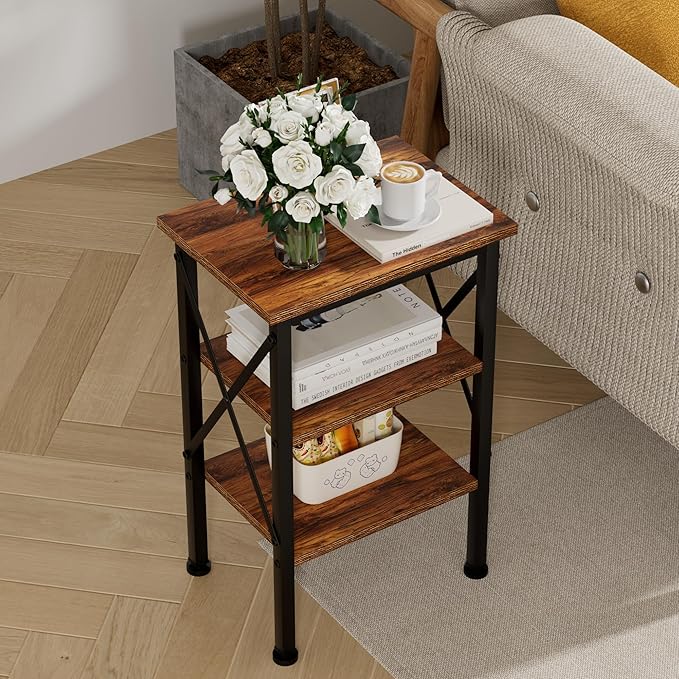 VECELO Modern Nightstands X-Design Side End Table Night Stand with Storage Shelf for Bedroom,Living Room,