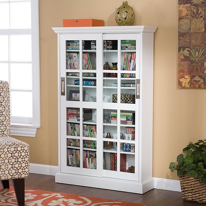 Furniture HotSpot Sliding Door Media Cabinet - White