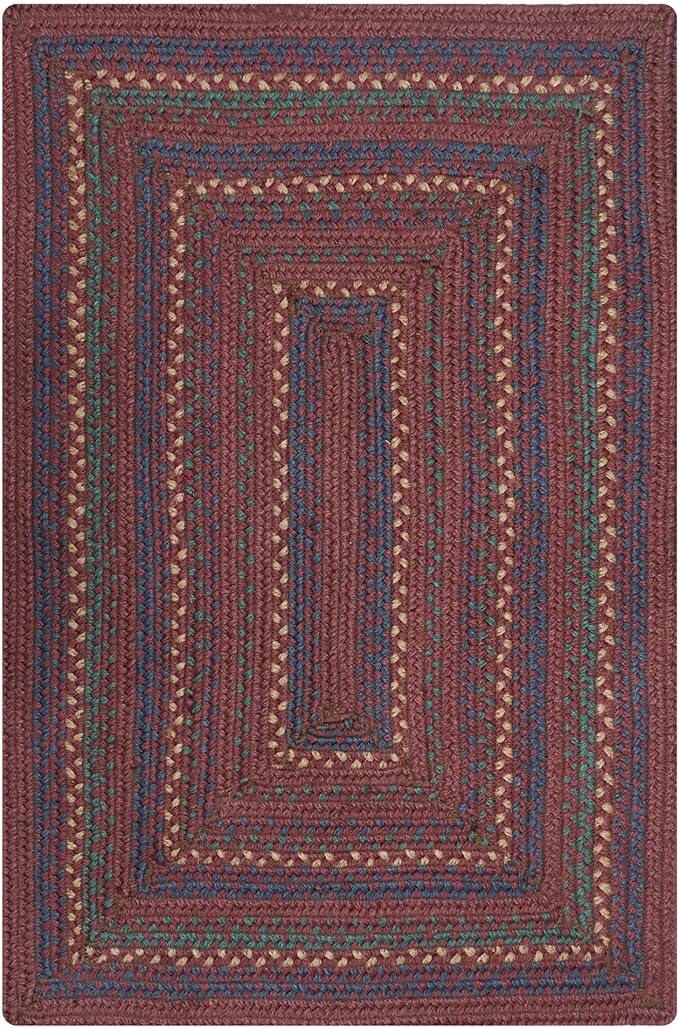 Jamestown Burgundy Braided Area Rug, Jute, 4x6' Rectangle - Rustic Primitive Decor for Entryway, Bedroom, Everywhere