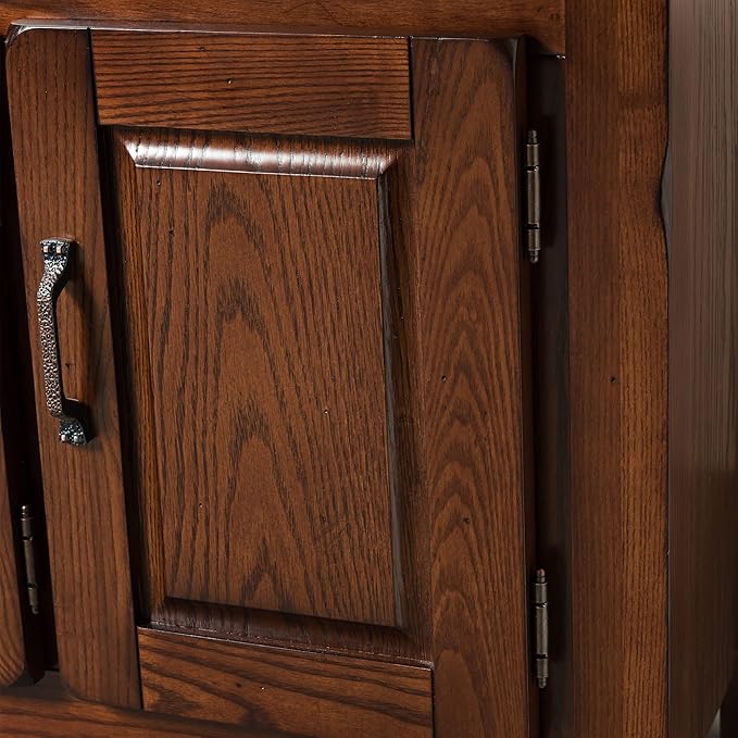 Leick Home 89360 Rustic Oak TV Stand with Slate Tiles and Enclosed Storage for 65" TV, Distressed Rustic Autumn