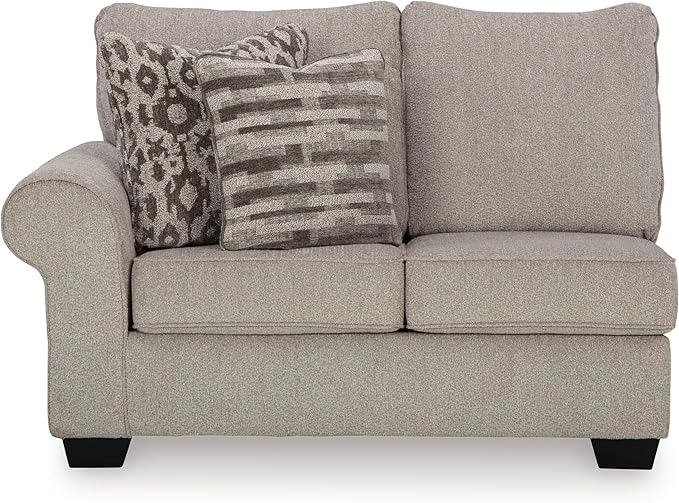 Signature Design by Ashley Claireah Casual L-Shaped 3-Piece Sectional with Loose Seat Cushions and 5 Accent Pillows, Beige