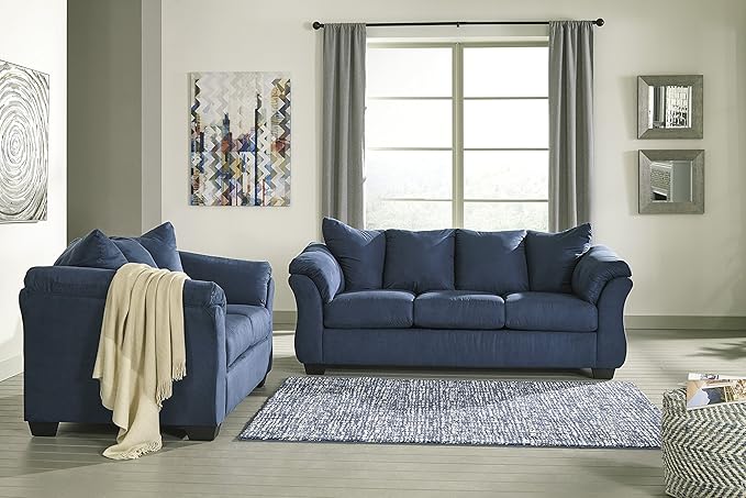 Signature Design by Ashley Darcy Casual Plush Sofa, Dark Blue