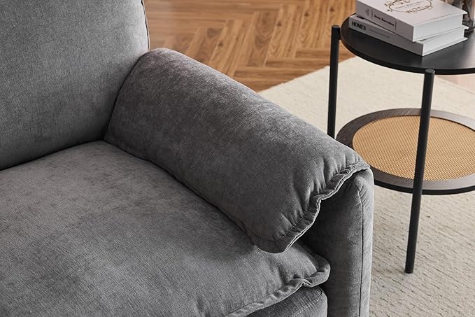 Ball & Cast 38" Oversized Chenille Lounge Chair,Reading Armchair with Thick Comfort Cushions,High Back Support & Wide Seat,Perfect Accent Chair for Modern Living Room,Bedroom,Grey