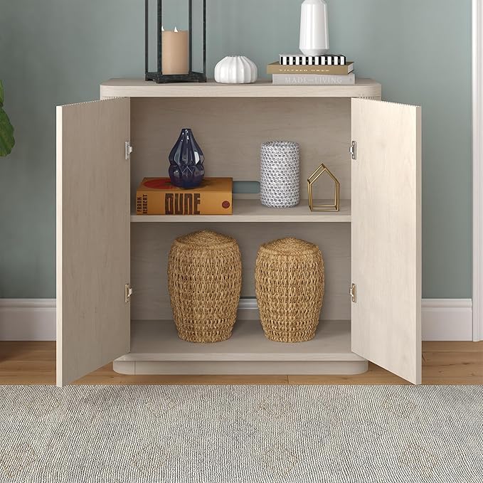 Henn&Hart 32" Wide Rectangular Accent Cabinet in Beech White, for Home, Living Room, Bedroom, Entertainment Room, Office