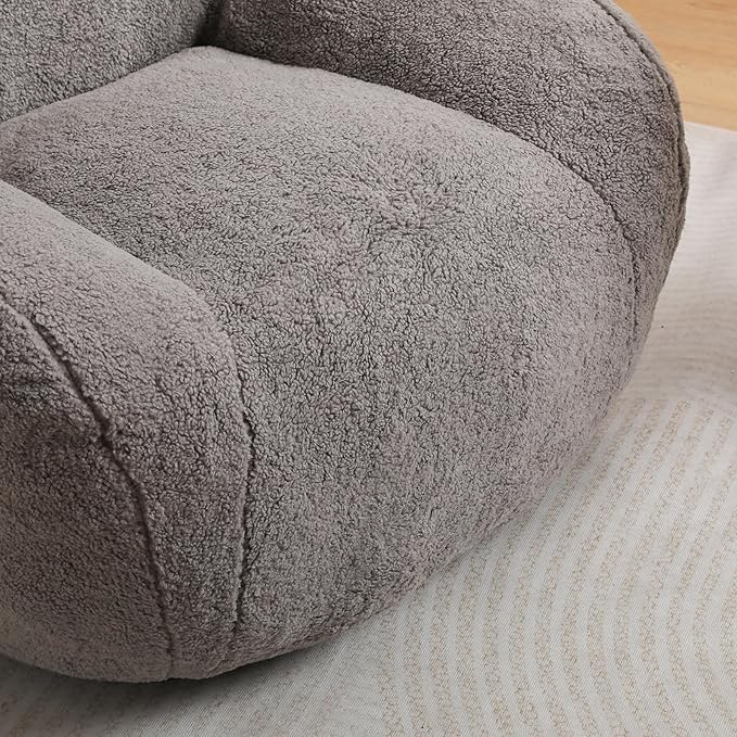 Furniliving Bean Bag Chair, Oversized Bean Bag Couch for Adults Comfy Bean Bag Sofa with Back Support, Giant Bean Bag Chair Stuffed Floor Sofa for Living Room Bedroom Dorm Office, Teddy, Light Grey