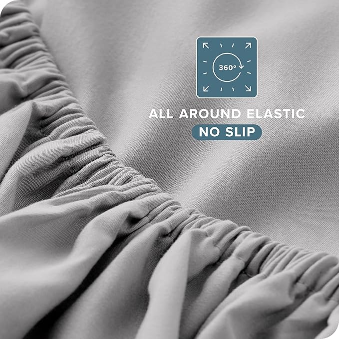 Bare Home Short Queen Sheet Set - 1800 Ultra-Soft Microfiber - Double Brushed - Deep Pockets - Easy Fit - 4 Piece Set - Bed Sheets (Short Queen, Light Grey)