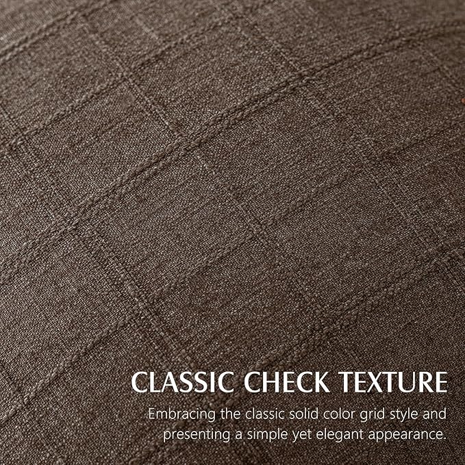 Foindtower Set of 2 Decorative Linen Check Throw Pillow Covers Neutral Farmhouse Vintage Cushion Covers Modern Boho Home Decor for Sofa Chair Couch Bedroom Living Room Outdoor,26×26 Inch,Dark Brown