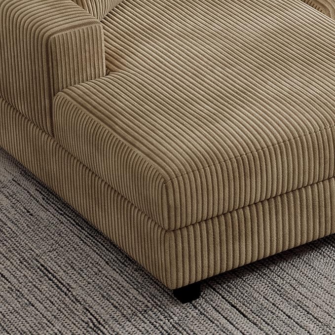 Eafurn Convertible L Shaped Modular Sectional Sofa Couch, 5 Seater Corduroy Upholstered Corner Sofa Lounge Couch with Extra Wide Reversible Chaise Lounge and Headrest for Living Room
